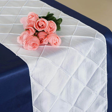 Taffeta Pintuck 12"x108" Table Runner White - Stylish & Durable Table Decor for Events