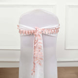 50ft | 4inch Dusty Rose Leaf Petal Taffeta Ribbon Sash, Artificial DIY Fabric Garlands