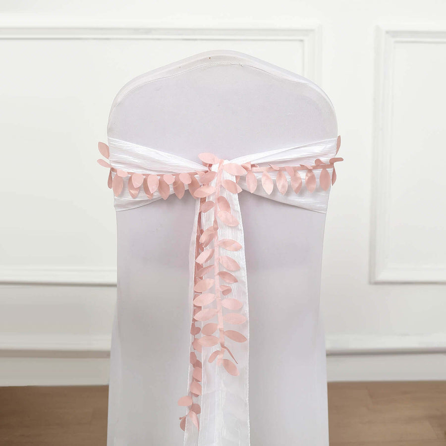 50ft | 4inch Dusty Rose Leaf Petal Taffeta Ribbon Sash, Artificial DIY Fabric Garlands