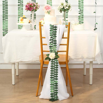 Taffeta Ribbon Sash with 4" Leaf Petal Design Green 50ft - Sophisticated Artificial Fabric Garland