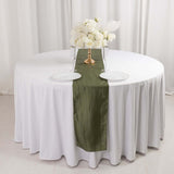 12x108inch Dusty Sage Green Accordion Crinkle Taffeta Linen Table Runner