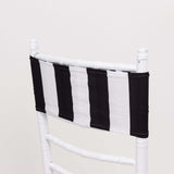 5 Pack | Black/White Stripe Spandex Fit Chair Sashes, Elastic Bands - 5x14Inch