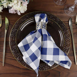 5 Pack | Navy Blue/White Buffalo Plaid Cloth Dinner Napkins, Gingham Style | 15x15Inch