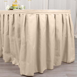 21ft Nude Pleated Polyester Table Skirt, Banquet Folding Table Skirt