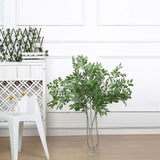 2 Bushes | 42inch Tall Light Green Artificial Silk Beech Leaf Branches, Faux Stem Vase Fillers
