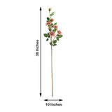 2 Stems | 38inch Tall Dusty Rose Artificial Silk Rose Flower Bouquet Bush