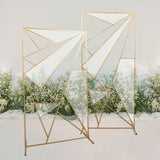 7ft Tall Gold Metal Rectangular Geometric Flower Frame Prop Stand