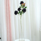 2 Bouquets | 33inch Tall Black Artificial Silk Rose Flower Bush Stems