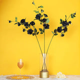 2 Stems | 38inch Tall Black Artificial Silk Rose Flower Bouquet Bushes