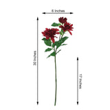 30" Tall Burgundy Artificial Dahlia Silk Flower Stems, Faux Floral Spray