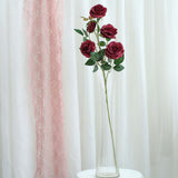 2 Bouquets | 33inches Tall Burgundy Artificial Silk Rose Flower Bush Stems