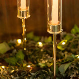 2 Pack | 24inch Gold Metal Clear Glass Hurricane Candle Stands, With Glass Chimney Candle Shades