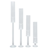 Set of 4 | Clear Crystal Glass Hurricane Taper Candle Holders With Tall Cylinder#whtbkgd