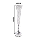 2 Pack | Silver 40inch Tall Crystal Beaded Trumpet Vase Set, Table Centerpiece