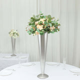 24Inch Tall Brushed Silver Metal Trumpet Flower Vase Wedding Centerpiece