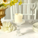 6 Pack | 4inch Clear Glass Diamond Pattern Pillar Votive Candle Stands