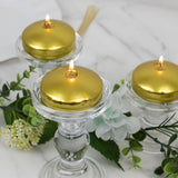 12 Pack 3inch Gold Floating Candles, Unscented Dripless Wax Discs for Centerpieces