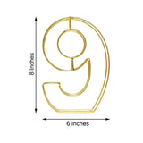 8" Tall | Gold Wedding Table Numbers | Freestanding 3D Decorative Metal Wire Numbers | 9