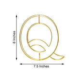 8" Tall | Gold Wedding Centerpiece | Freestanding 3D Decorative Wire Letter | Q