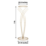 7ft Tall Gold Metal Wired Mermaid Tail Flower Frame Stand, Floral Display Wedding Pedestal