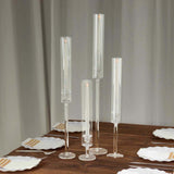 Set of 4 Clear Acrylic Hurricane Candle Stands, Taper Candlestick Holders With Tall Chimney Tube