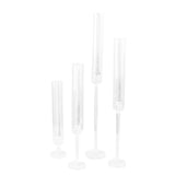 Set of 4 Clear Acrylic Hurricane Candle Stands, Taper Candlestick Holders With Tall Chimney#whtbkgd