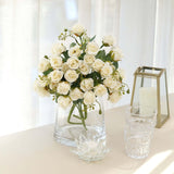 2 Pack | 12inch Ivory Artificial Open Rose Flower Arrangements