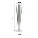 28Inch Tall Brushed Silver Metal Trumpet Flower Vase Wedding Centerpiece