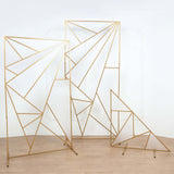 3ft Tall Gold Metal Triangular Geometric Flower Frame Prop Stand