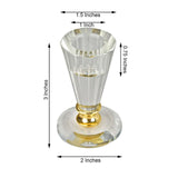 3inch Tall Gemcut Premium Crystal Glass Taper Candlestick Holder Stand With Gold Metal Stem