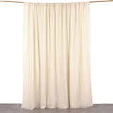 10ft Beige Dual Layered Sheer Chiffon Polyester Backdrop Curtain With Rod Pockets