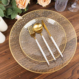 10 Pack Gold Glitter Clear Hammered Disposable Salad Plates, 7inch Round Disposable