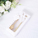 Gold Metal Spoon & Fork Pre-Packed Bridal Shower Wedding Party Favors Set With Leaf Shaped Handle