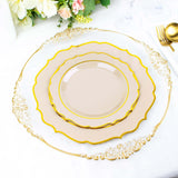 10 Pack | 8inch Taupe Plastic Dessert Salad Plates, Disposable Tableware Round