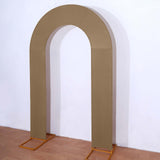 8ft Taupe Spandex Fitted Open Arch Wedding Arch Cover, Double-Sided U-Shaped Backdrop Slipcover