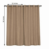 2 Pack | Handmade Taupe Faux Linen Curtains 52x96inch Curtain Panels With Chrome Grommets