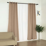 2 Pack | Handmade Taupe Faux Linen Curtains 52x96inch Curtain Panels With Chrome Grommets