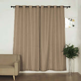 2 Pack | Handmade Taupe Faux Linen Curtains 52x96inch Curtain Panels With Chrome Grommets