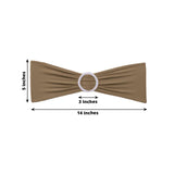 5 Pack | Taupe Spandex Stretch Chair Sashes with Silver Diamond Ring Slide Buckle