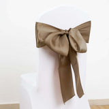 5 Pack | Taupe Satin Chair Sashes - 6inch x 106inch