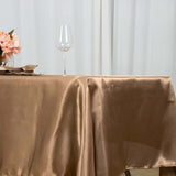 60"x102" Taupe Smooth Satin Rectangular Tablecloth