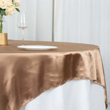 72inch x 72inch Taupe Smooth Satin Square Table Overlay