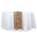 12x108inch Taupe 3D Leaf Petal Taffeta Fabric Table Runner