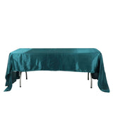 60"x126" Peacock Teal Satin Rectangular Tablecloth