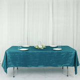 60"x102" Teal Accordion Crinkle Taffeta Rectangle Tablecloth