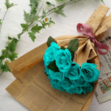 12inch Turquoise Artificial Velvet-Like Fabric Rose Flower Bouquet Bush