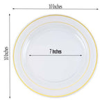 10 Pack | 10inch Très Chic Gold Rim Clear Disposable Dinner Plates, Plastic Party Plates