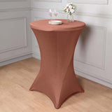 Terracotta (Rust) Highboy Spandex Cocktail Table Cover, Fitted Stretch Tablecloth