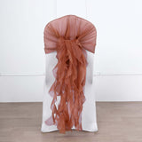 Terracotta (Rust) Chiffon Curly Chair Sash