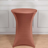 Terracotta (Rust) Highboy Spandex Cocktail Table Cover, Fitted Stretch Tablecloth